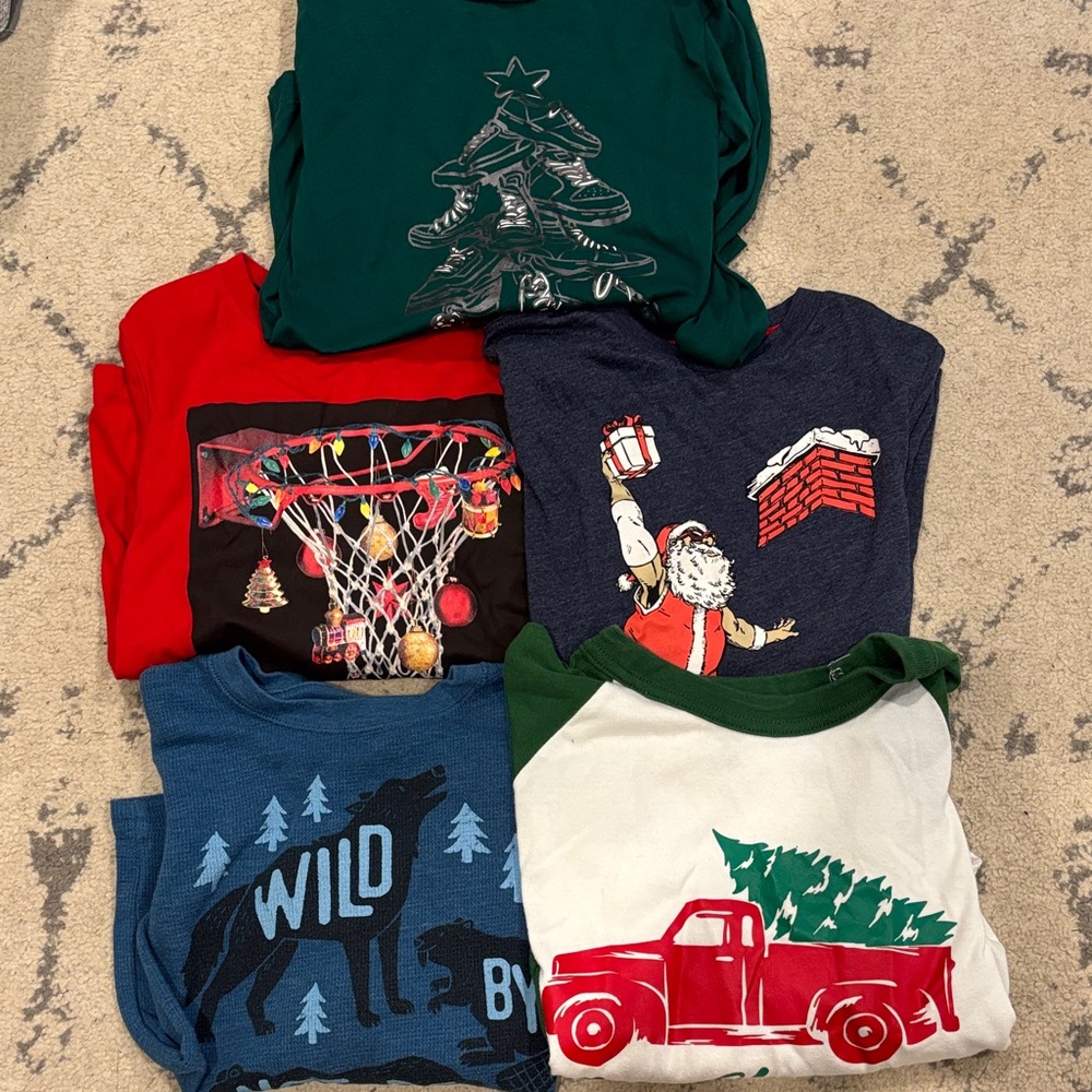 Christmas long sleeve Graphic Shirts Bundle of 5